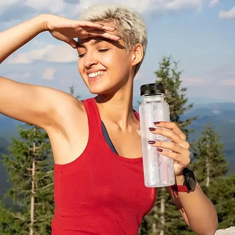 Sport Water Bottle Portable Plastic Water Cup Simple Transparent Cup Large Capacity Space Cup Outdoor Camping Drinking Tool