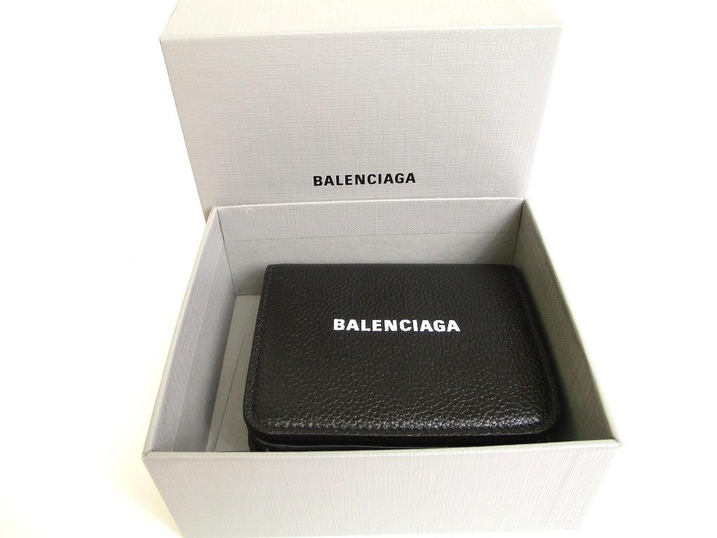 Authentic BALENCIAGA Black Leather Bifold Wallet Compact Wallet #a898  Refurbished