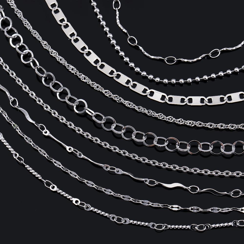 No Fade 1Meter Silver Color Stainless Steel Link Chains DIY Chain for Needlework Necklaces Bracelets Jewelry Making Accessories