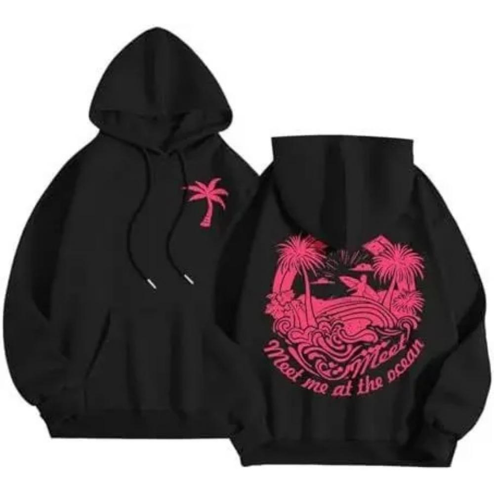 Fashionable Sporty Hoodie Casual Shoulder-Length Sleeve Printed Comfortable Polyester Women's Sweatshirt Trendy