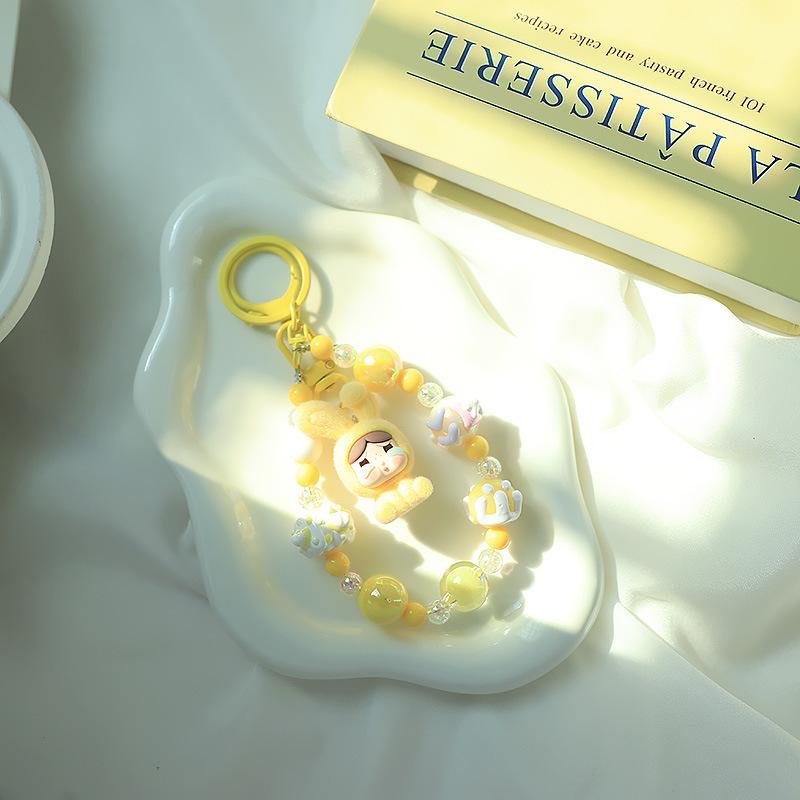 Creative Keychain Hand-painted Beaded Pendant Girl Heart Cute Backpack Bag Jewelry Pendant Gift