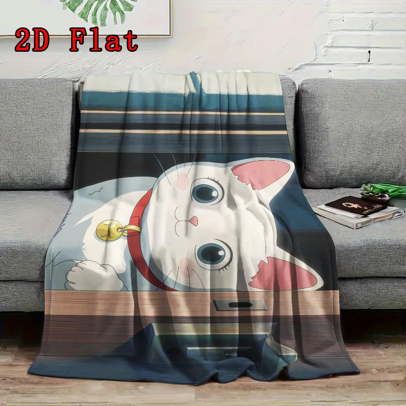 Little white cat 2D Flat Pattern Flannel Blanket High quality All Seasons Warmth and Comfort Perfect for Christmas Gifts.P260914533
