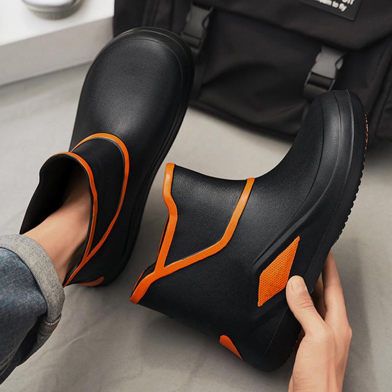 Nazouvací pánské gumové holínky Vodotěsné platformové kotníkové boty Módní venkovní protiskluzové holínky Pánské rybářské pracovní galoše