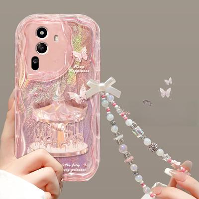Carousel Chain Suitable for Apple 15promax Mobile Phone Case Iphone14 Feather Yarn 13/12 Transparent Silicone