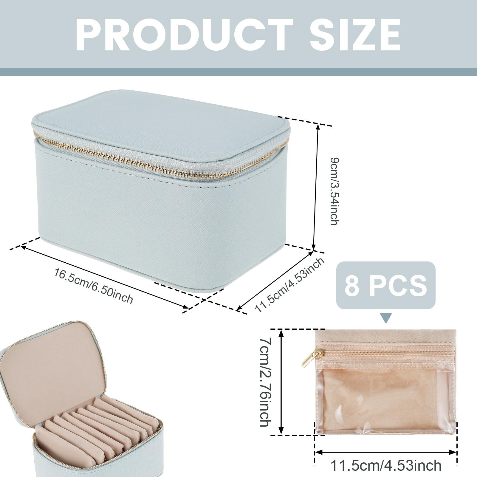 Jewelry Box Organizer Portable Jewelry Case Box with 8 Jewelry Bags PU Leather Travel Jewelry Box Practical Jewelry Storage Box