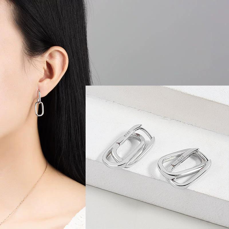 925 Sterling Silver Asymmetric Hoop Earrings for Women Girls Gold Silver Color Party Jewelry Gifts