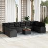 VidaXL 11-Piece Garden Sofa Set with Cushions Black Poly Rattan Acacia 3347632