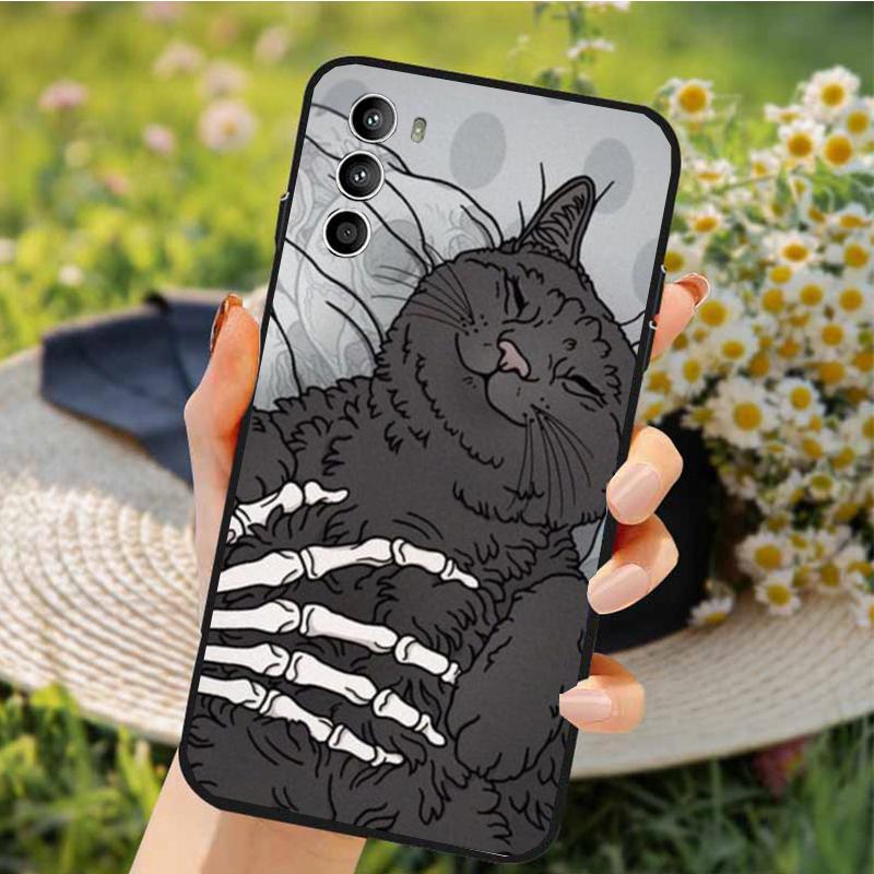 Skeleton Cat Phone Case For Motorola Edge 50 40 Pro 50 40 30 Ultra Neo Fusion Moto G84 G54 G85 G62 G53 G72 Funda