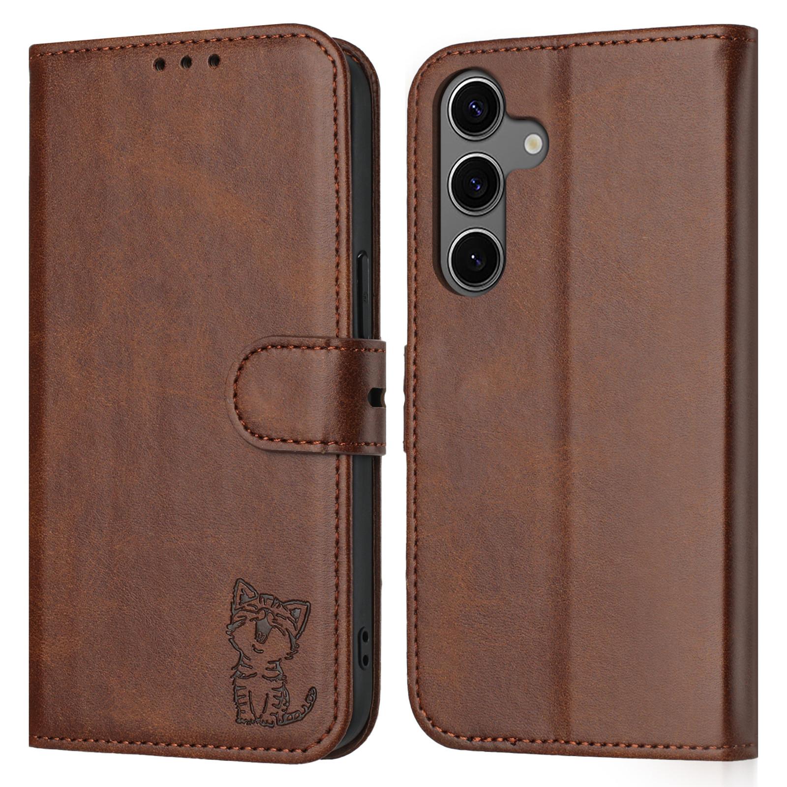 

Для Samsung Galaxy S25 Чохол Happy Cat Pattern Printed Leather Wallet Phone Cover D