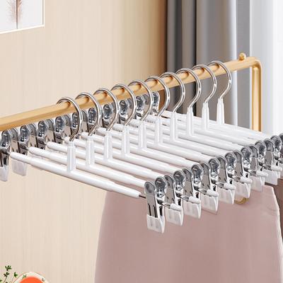 8 Stück Hosenbügel, verstellbar, rutschfest, platzsparend, mit Gummibeschichtung, starke Chrom-Kleiderbügel