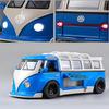 1/32 Scale VK Bus Transporter Model Car with Surfboards Convertible Camping Van, Zinc Alloy Pull Back Toy Car with Sound and Light for Kids Gift