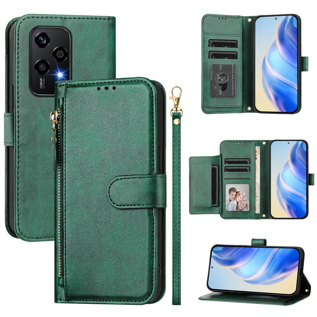 For Honor 200 Lite Case Zipper Pocket Multiple Card Slots Leather Phone Cover