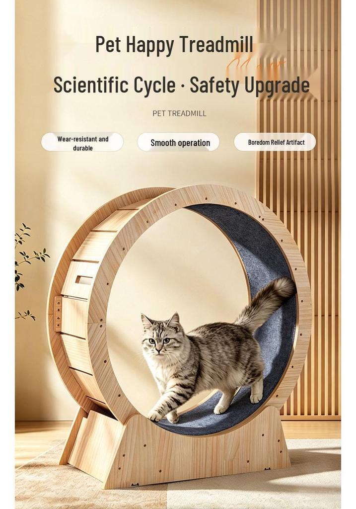 Leises Holz-Katzen-Laufrad & Kletterspielzeug für Bewegung und Fitness