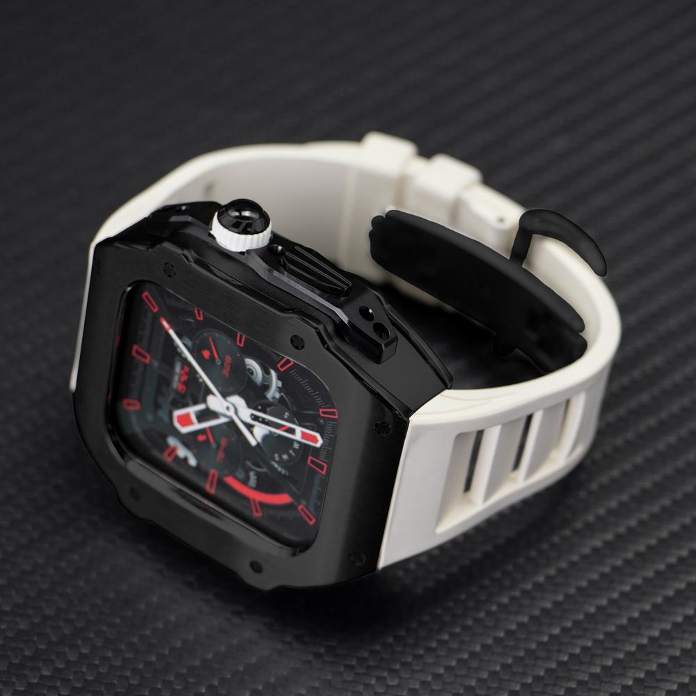 Stainless Steel Modification Kit For Apple Watch 8 Ultra 49mm 7 6 5 4 SE 44MM 45MM Case Sport ONLY Band iWatch Rubber Refit Mod