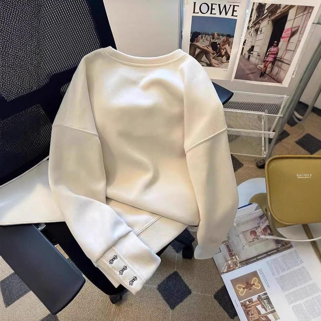 Damen Übergroßes Besticktes Welpen-Sweatshirt - Herbst/Winter 2025 Modische Lockere Passform