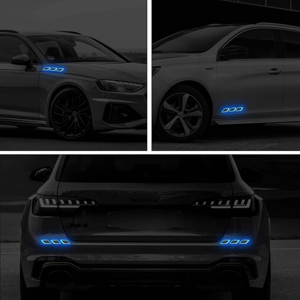 TOMALL 6Pcs 3D Strong Reflective Stripe Sticker for Car Fender Hood Bumper High-Intensity Night Visibility Reflective Decal Safety Warning Diamond