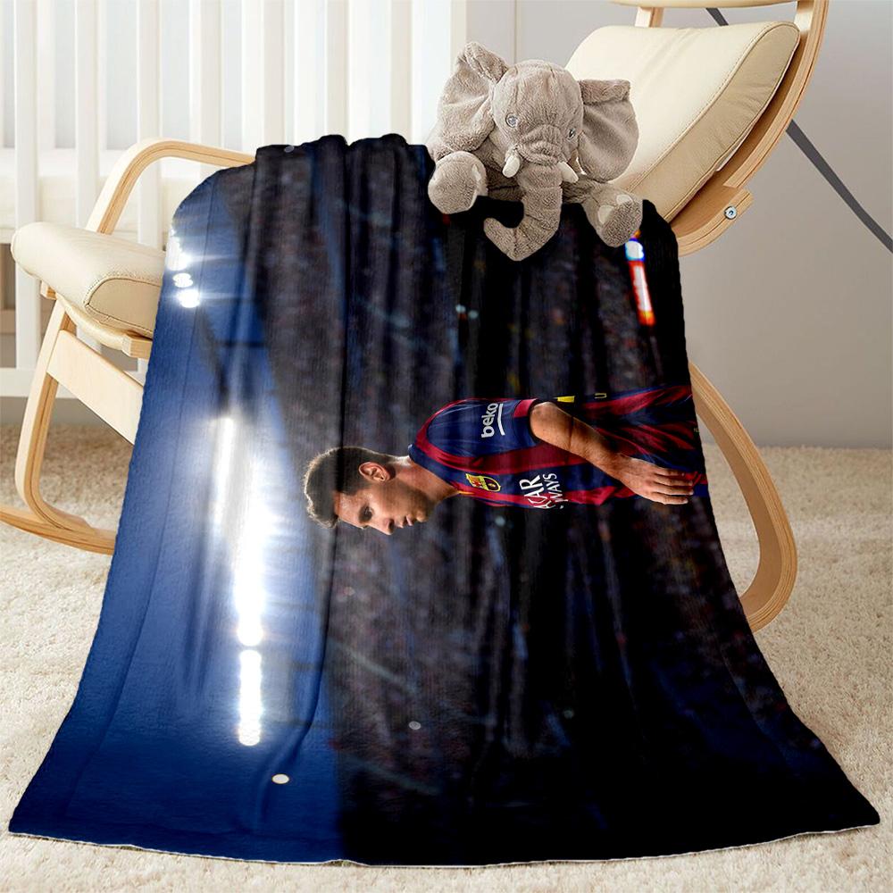 Barcelona's Messi Action Blanket Comfortable Great for Sofa Picnics Office for All Occasions Modern Style Gifts For Family Or Friends