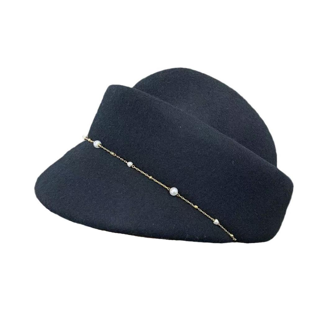 Retro Wool Black Literary Beret Children Autumn and Winter Face Peaked Cap Internet Celebrity French Knight Hat