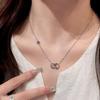 Women's Silver Titanium Steel Necklace with Micro-Inlaid Zircon - Elegant, Durable Clavicle Chain Jewelry