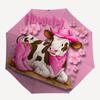 1pc Cowgirl Cow Automatic Open/Close Umbrella - Compact Travel Umbrella, Gift for Birthday, Holiday Yy260106014