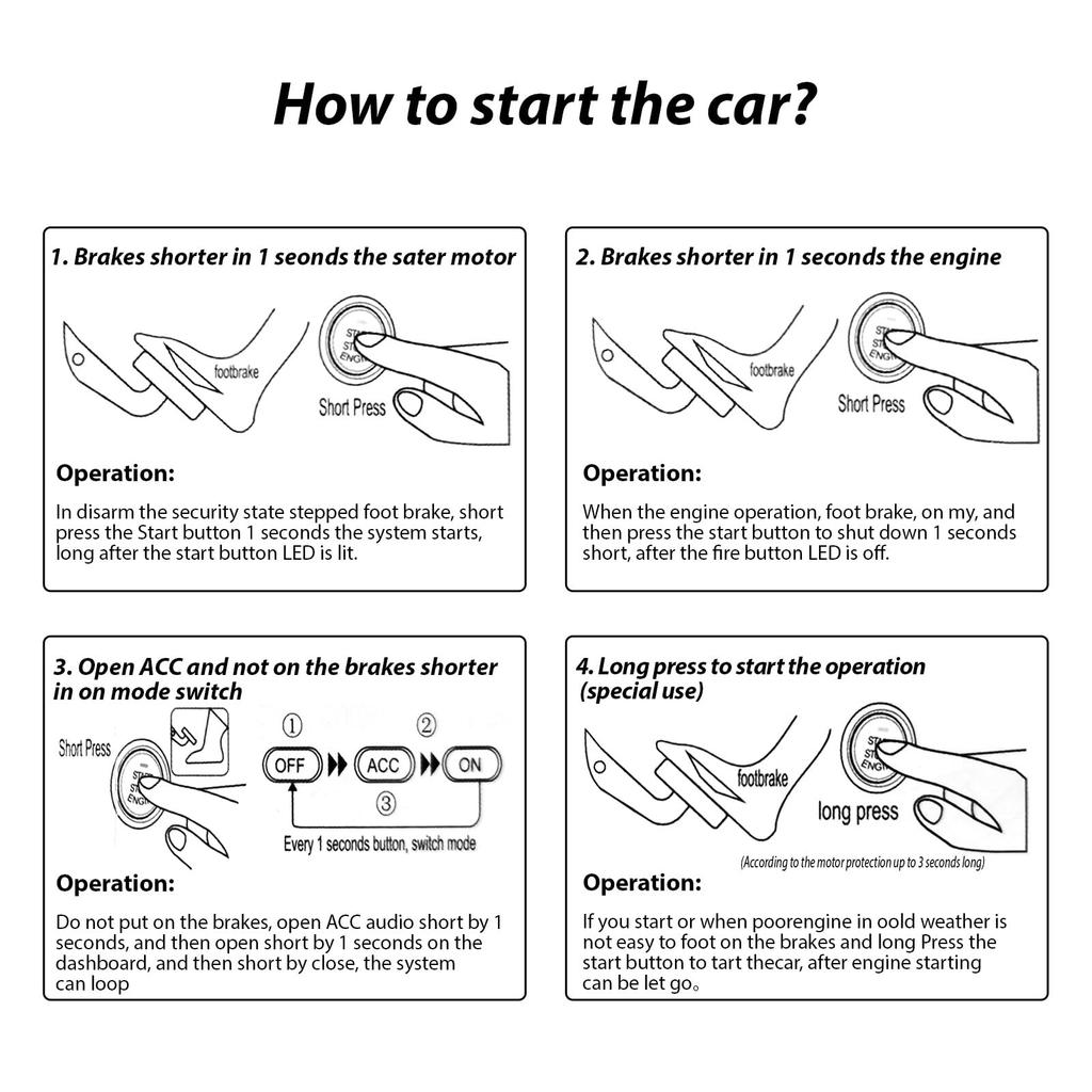 Car Alarm System, One Click Start System Push To Start Ignition One Click Stop