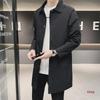 Men's Trendy Lapel Single-Breasted Mid-Length Windbreaker - Large Size, Thin Cape Jacket for Spring and Autumn