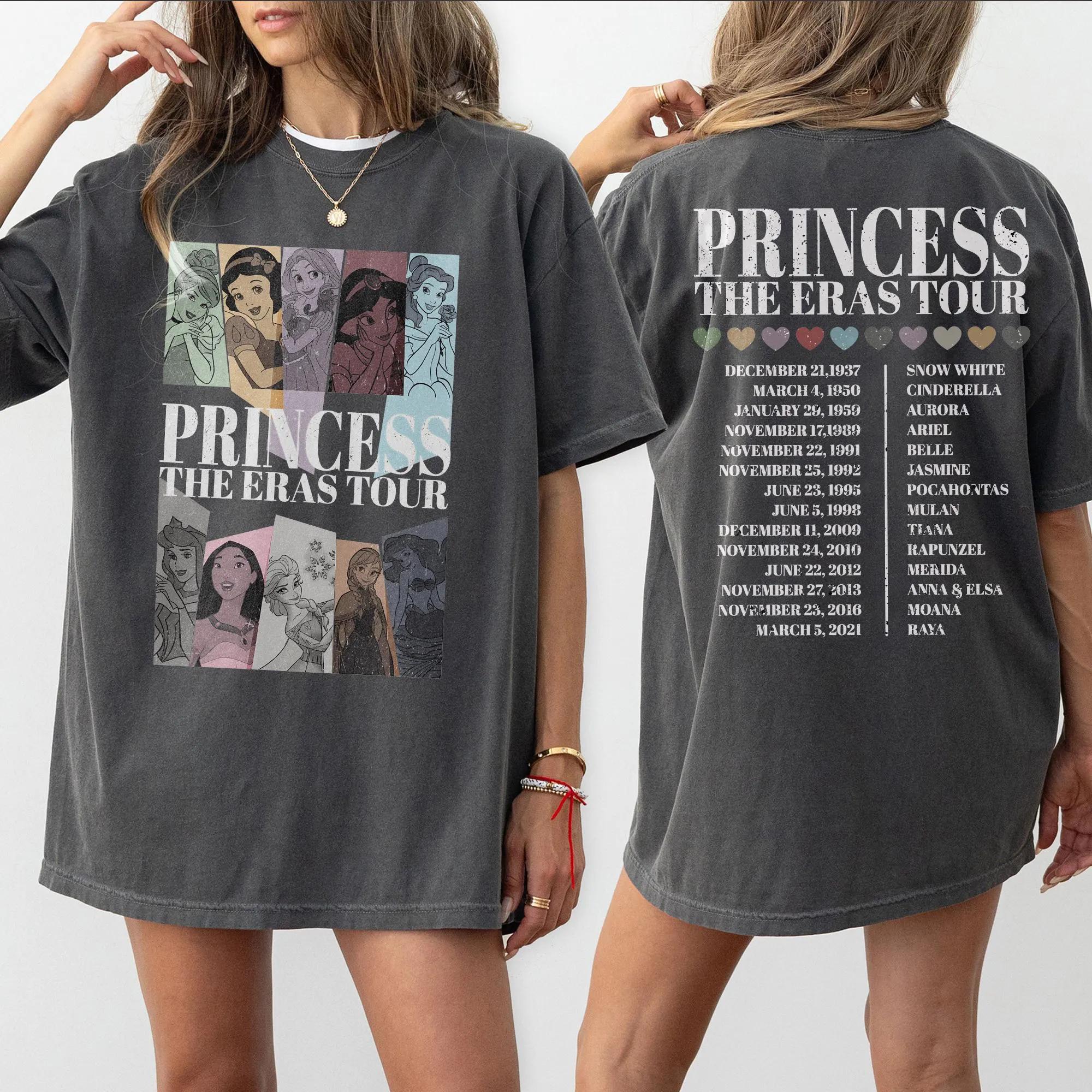 Princess Eras Tour Comfort Colors Shirt  land Princess Tour Shirt Princess Characters Shirt Girl Trip Shirt Birthday Gift S