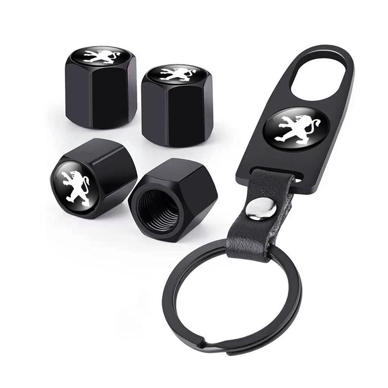 

New Car styling Car Wheel Tire Air Valve Caps with Keychain For Peugeot 308 408 508 RCZ 208 3008 2008 206 207 307 Car Accessorie