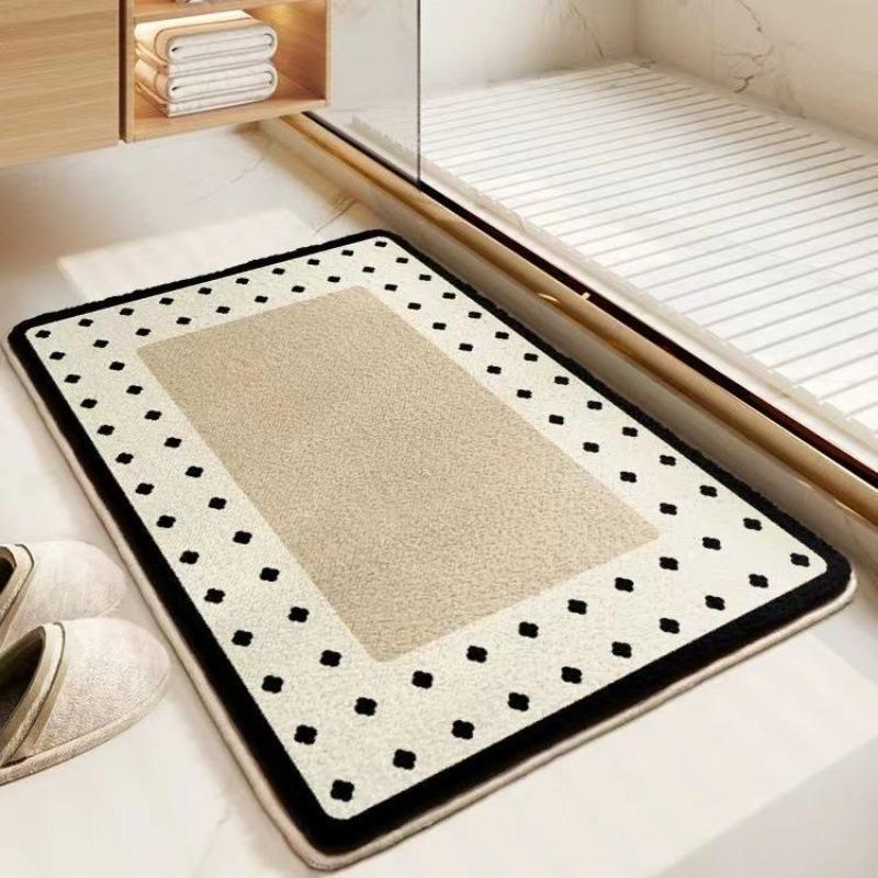 Thick Imitation Cashmere Floor Mat, Simple Water Absorbing and Anti Slip Bathroom Water Absorbing Floor Mat