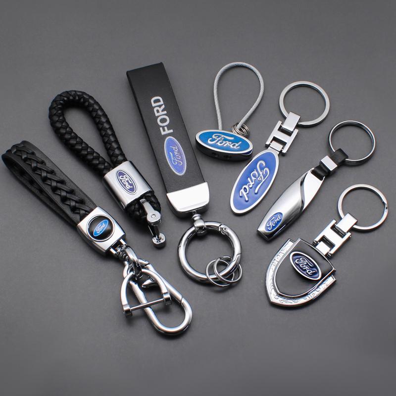 FENK5 For Ford Focus 2 3 1 MK2 MK3 MK1 Fiesta Ranger Mondeo Fusion Kuga Metal/Leather Car Logo Keychain Keyring Key Holder Accessories