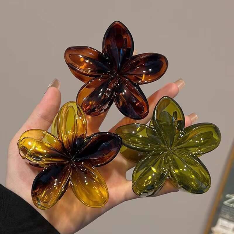 Fashion Flower Hair Claw Korean Large Crab Clamp Vintage Women Ponytail Shark Clip Headdress Hair Accessories Fashion Jewelry