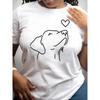 European Size Dog Print Women's T-shirt Casual Breathable Soft Short Sleeved Top Loose and Comfortable Suitable for Work Streetwear