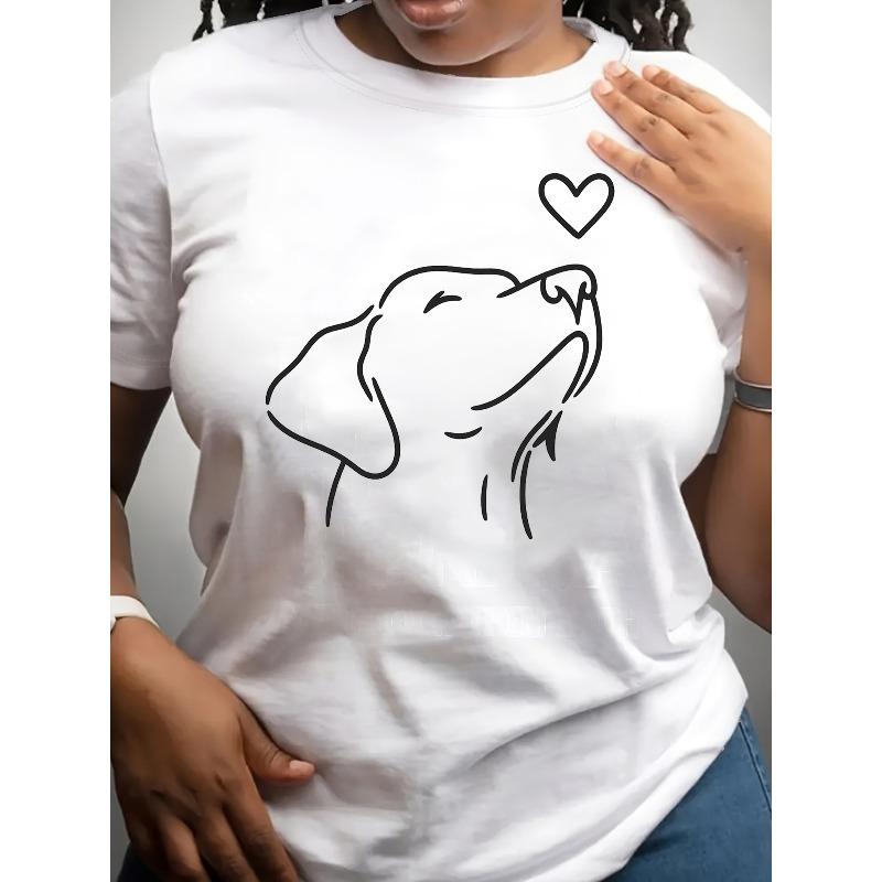 

Женская футболка с принтом собак, европейский размер, повседневная, дышащая, мягкая, с коротким рукавом, свободная и удобная, подходит для работы, уличной одежды S белый