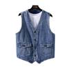 Gilet in denim estivo da uomo stile giapponese da lavoro casual ampio lavato di tendenza giovanile retrò giacca