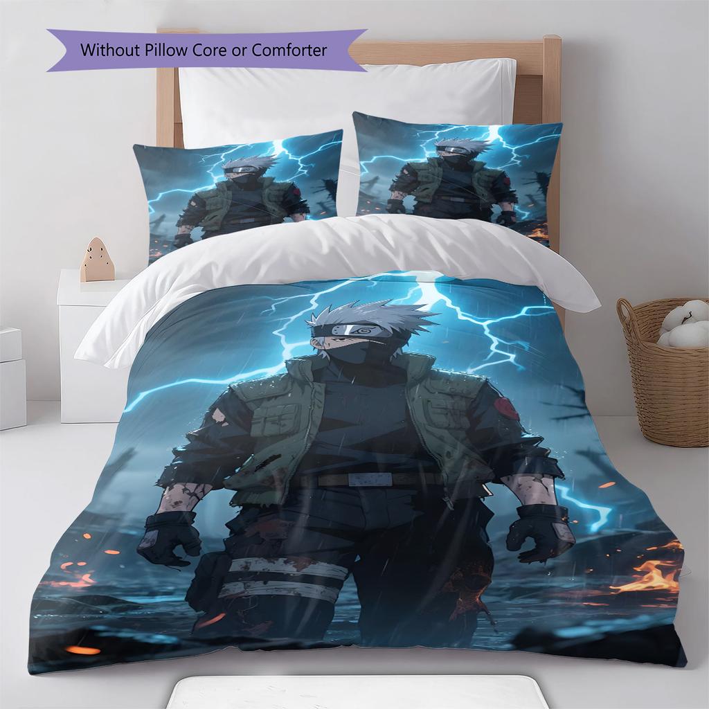 Naruto Cool Battle Pose Bedding Set Anime Duvet Cover Polyester Soft Bed Linen Bedroom Set -QJY