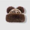 Korean Style Bear Ears Plush Hat Warm Cap Mink Fur Fisherman Hat Fluffy Warm Hat  Autumn and Winter