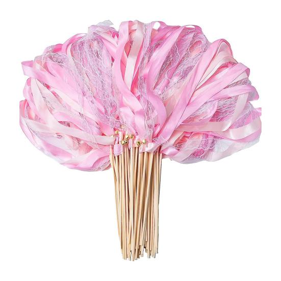 10 szt. Różdżki wróżki Wstążka Koronka Różdżka wróżki z dzwoneczkami Chromatyczne Jedwabiste Party Streamers na Wesela Urodziny Upominki