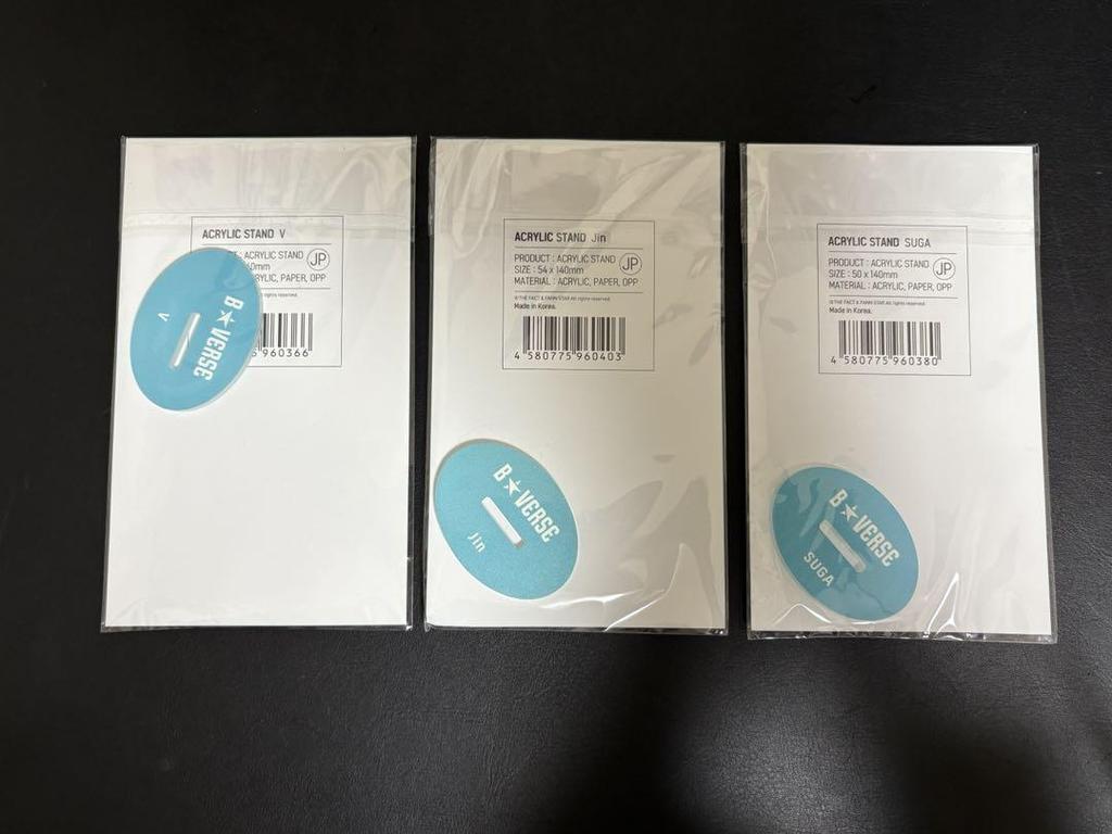 [USED] BVERSE Acrylic Stand BTS 3-Piece Set (Tae, Jin, Suga)