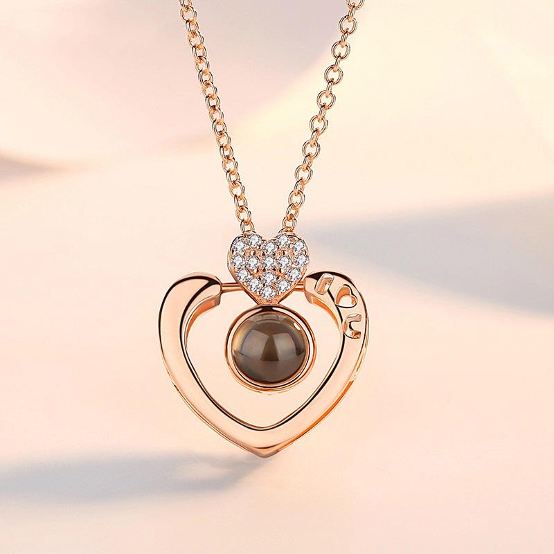 Double Love Temperament Versatile I Love You Projection Collarbone Chain