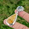 Natural Fossil Coral Swiss Blue Topaz Sterling Silver Mermaid Pendant Jewelry