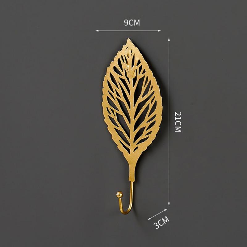 Gold Leaf Shape Metal Hooks Wall Hanger Hanging Storage Rack For Towel Clothes Home Bathroom Decoration Organizer