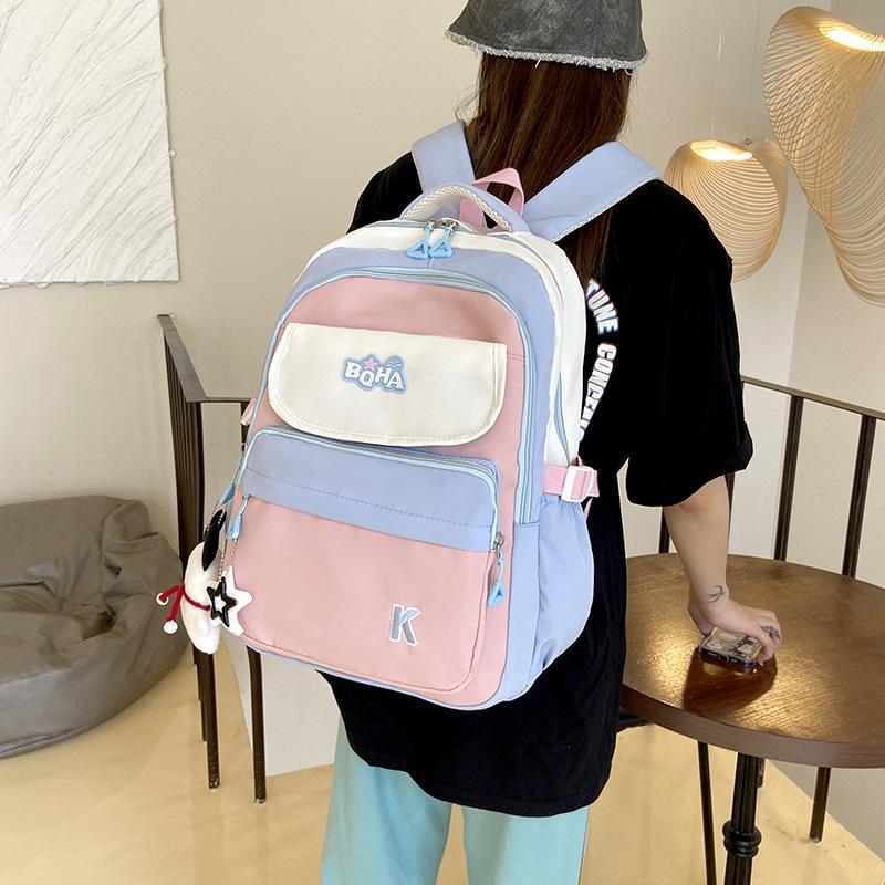 Fashionable Color-blocking Backpack for College Students In Large-capacity Backpack