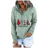 Women  Winter Casual Christmas Fashion Print Hooded Button Sweatshirt