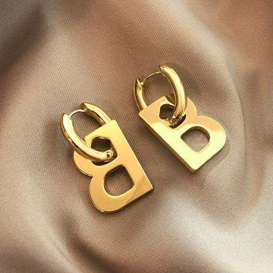 Exaggerated B-Shaped Disco Earrings: Light Luxury, Mature Look, Trendy Ear Buckles