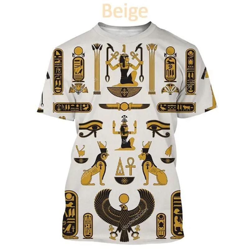 Ancient Egyptian Text 3d Printing T-shirt Pharaoh's Eye Egyptian Mural Creative Casual Short-sleeved Tshirt Tees Mens Clothes