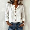 Europe, America, summer and autumn new loose T-shirt women's V-neck button-down long-sleeved top