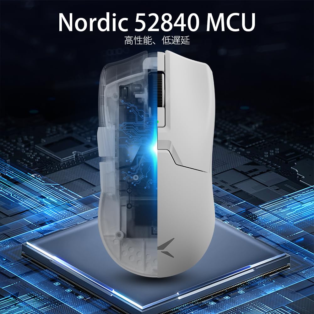 DeLUX M800Ultra Wireless Gaming Lightweight Nordic 52840 1000Hz Polling PAW3395 Sensor Battery Huano Pink Switch Mouse, (55g), MCU, Rate, (26000 DPI),