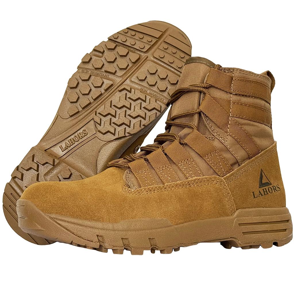 LAHORS® Lightweight Suede Leather Tactical Combat Boot Men Outdoor Hiking Desert Army Shoes Breathable Male Ankle Boots Man made
