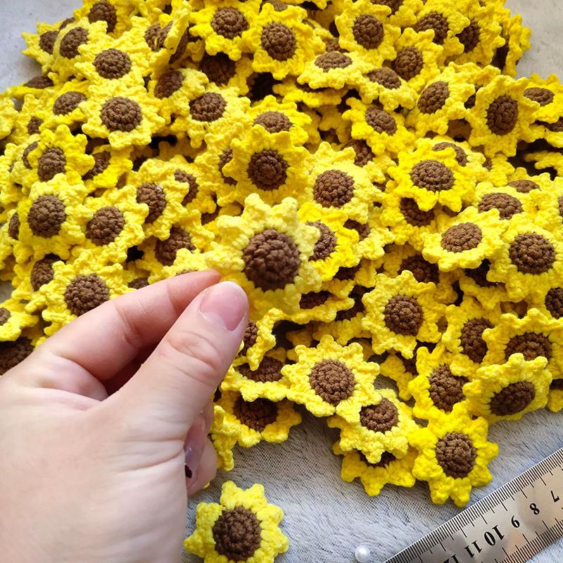 

WTEMPO Handmade Crochet Yellow Sunflower Decoration Sewing Appliques Knitted Floral Petal Sew on Patches Ornaments for DIY Crafts Bags Hairbands 10pcs жёлтый