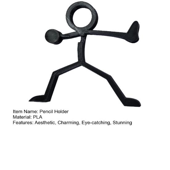 3D-gedruckter Stifthalter Schwarz Strichmännchen Stiftdisplayständer Strichmännchen Krieger Stifteorganizer für Zuhause Büro Schreibtischzubehör